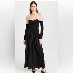 Elegant Rosetta Getty Black Dress with gloves